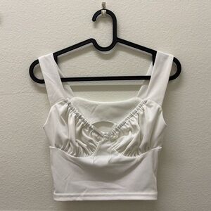White Ruched Crop Top